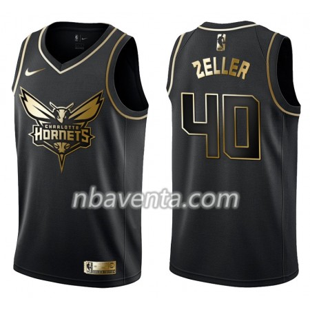 Camiseta Hombre Charlotte Hornets Cody Zeller 40 Nike Negro Golden Edition Swingman
